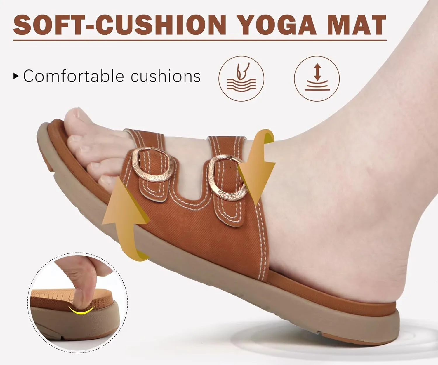 COFACE Womens Orthotic Slides Comfort Plantar Fasciitis Arch Support Slip on Flat Sandals Ladies Soft Cushion Fashion Yoga Mat Slippers With Adjustable Straps