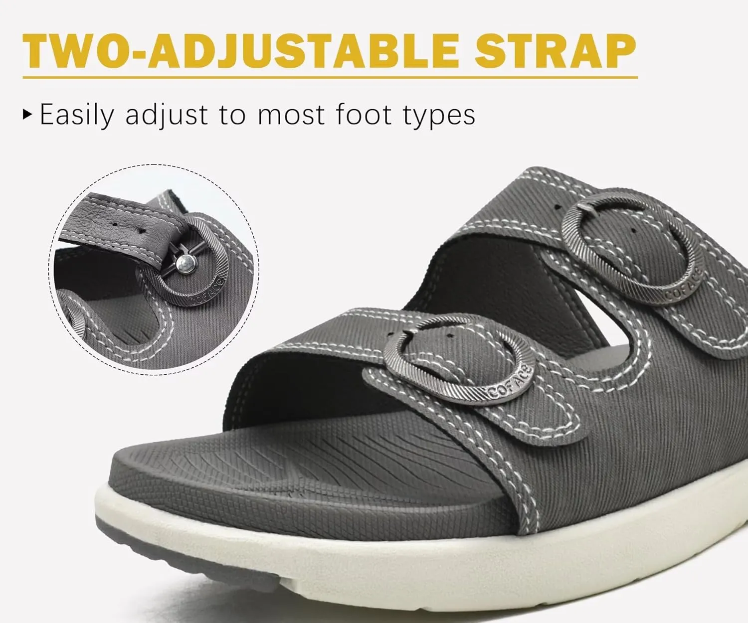 COFACE Womens Orthotic Slides Comfort Plantar Fasciitis Arch Support Slip on Flat Sandals Ladies Soft Cushion Fashion Yoga Mat Slippers With Adjustable Straps