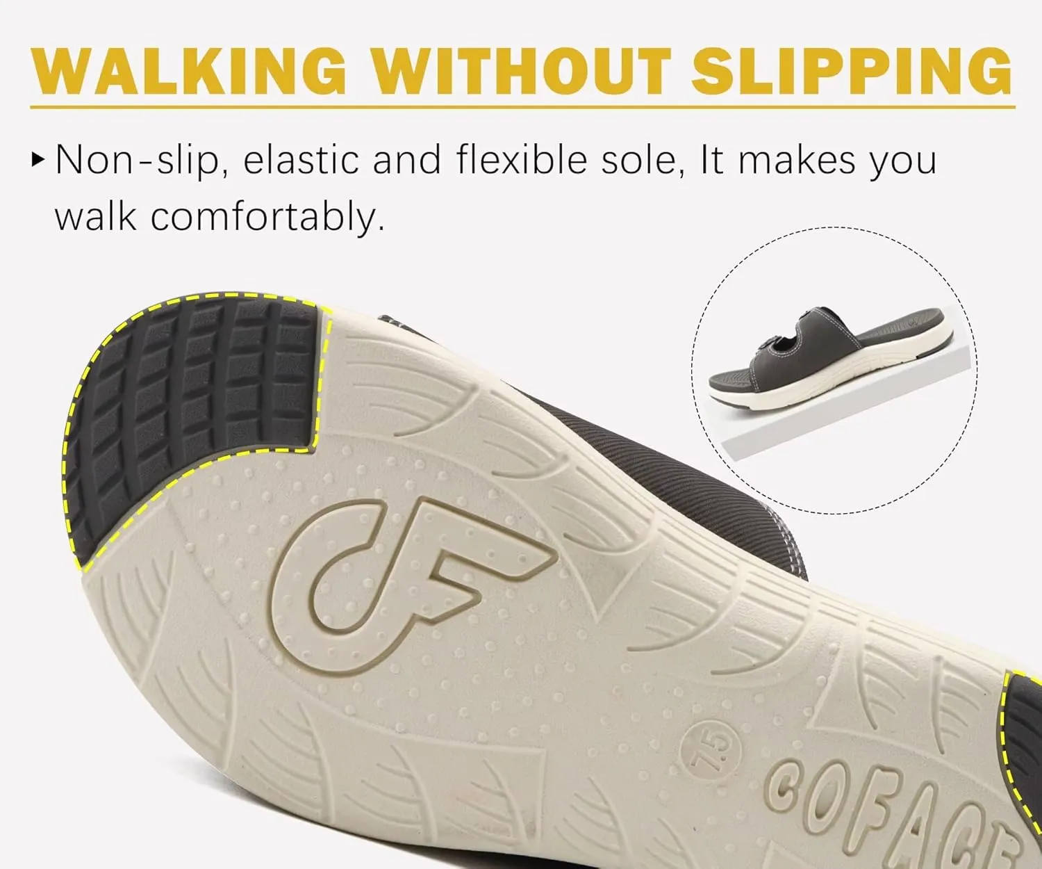 COFACE Womens Orthotic Slides Comfort Plantar Fasciitis Arch Support Slip on Flat Sandals Ladies Soft Cushion Fashion Yoga Mat Slippers With Adjustable Straps