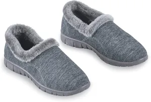 Collections Etc Skid Resistant Faux Fur Lined Flexible Slip On Shoes