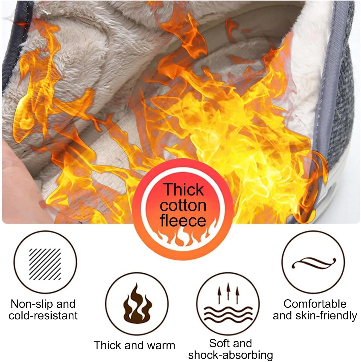 Comfortable Casual Shoes, Extra Wide Fit Diabetic Shoes Walking Shoes Middle-Aged and Elderly Warm Middle and High Top