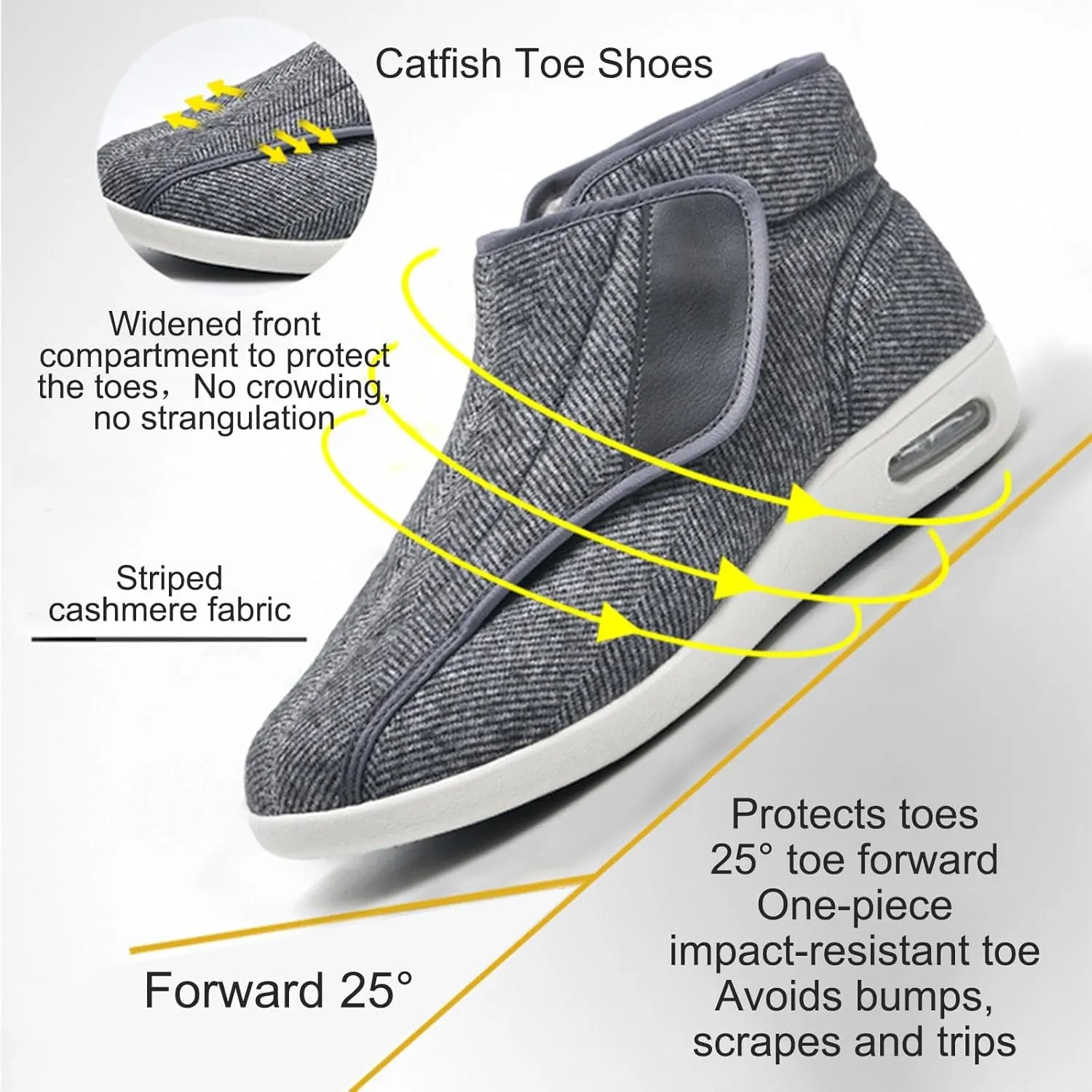 Comfortable Casual Shoes, Extra Wide Fit Diabetic Shoes Walking Shoes Middle-Aged and Elderly Warm Middle and High Top