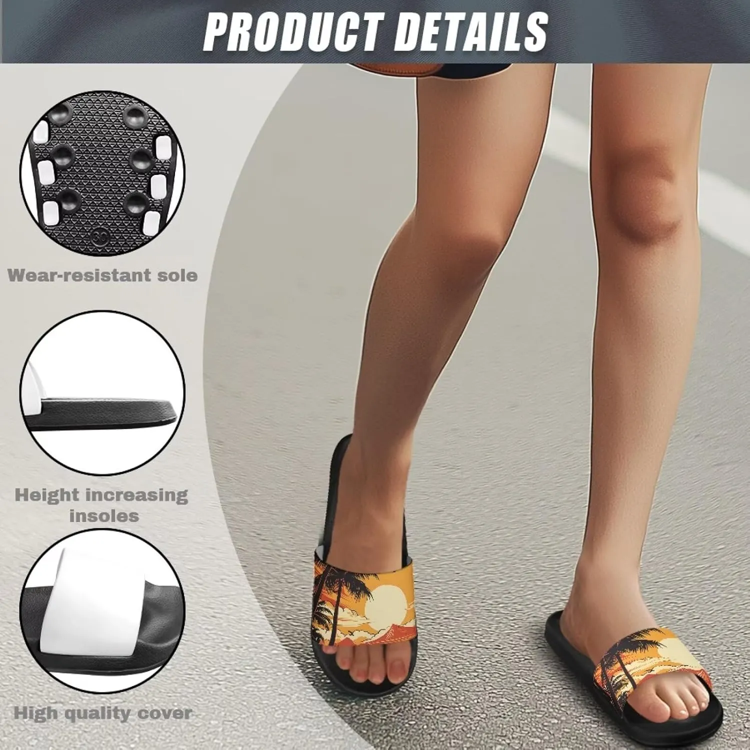 Comfortable Cushion House Slippers for Women, Indoor Outdoor EVA Foam Foot Shower Shoes with Non-Slip Arch Support