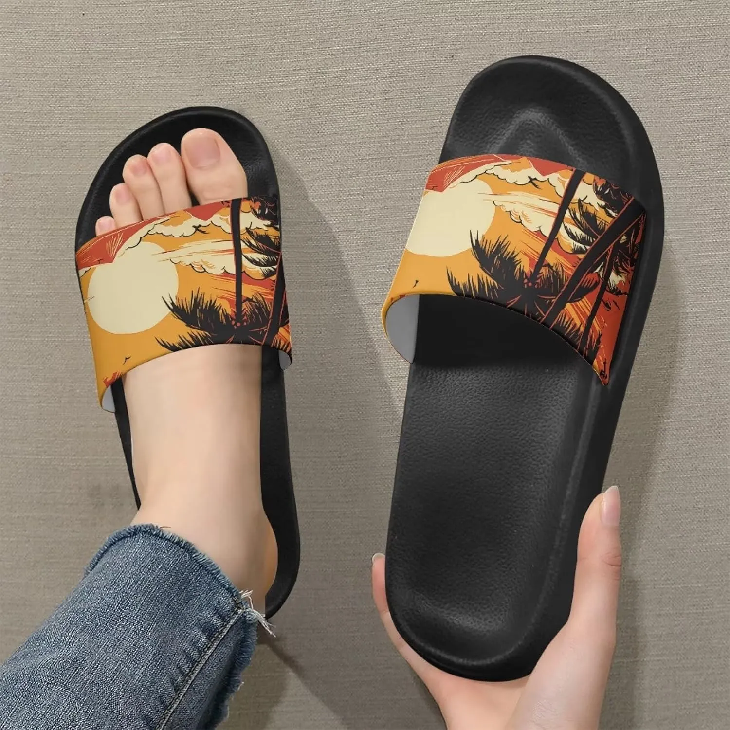 Comfortable Cushion House Slippers for Women, Indoor Outdoor EVA Foam Foot Shower Shoes with Non-Slip Arch Support