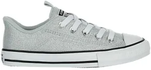 Converse Kids' Girls Chuck Taylor All Star Rave Sneaker, Silver Sparkle, 13 Little Kid