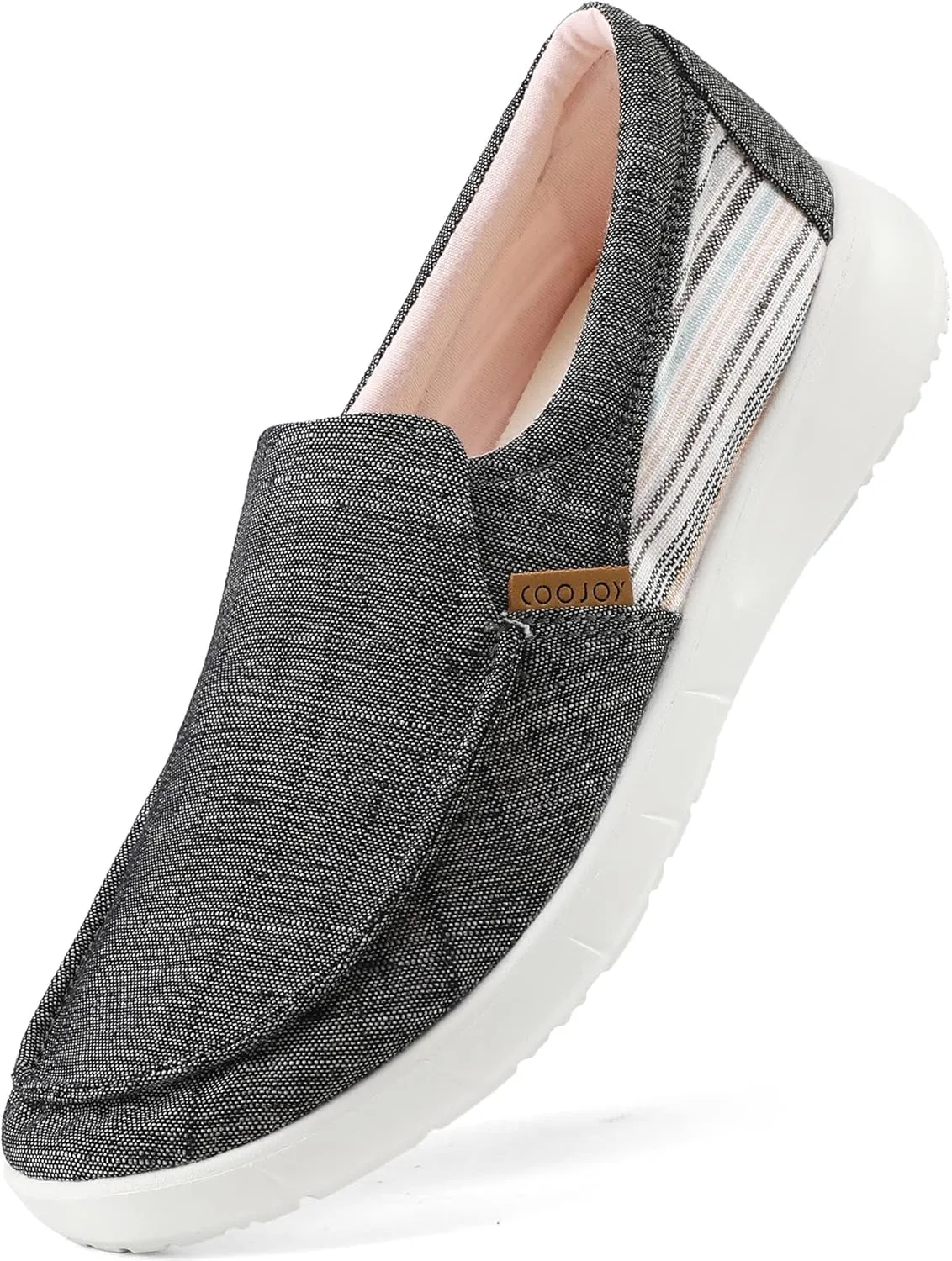 COOJOY Women's Casual Lightweight Stretch Boat Canvas Slip on Shoes Breathable