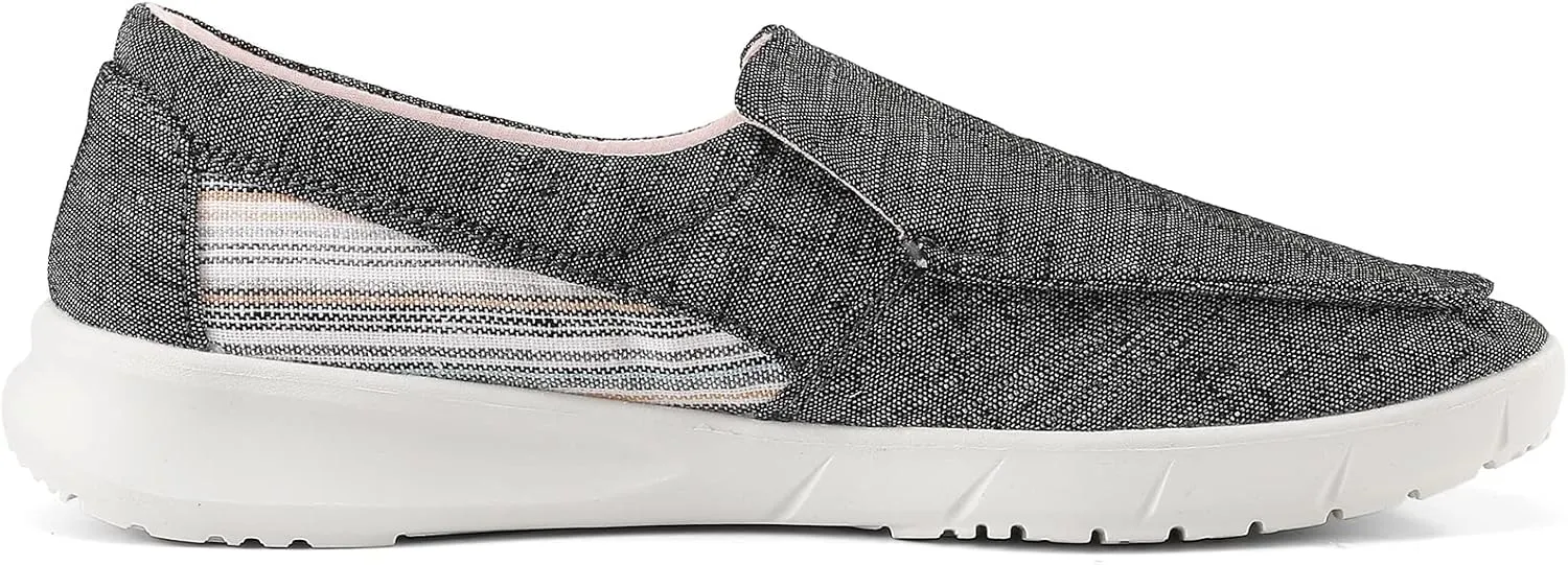 COOJOY Women's Casual Lightweight Stretch Boat Canvas Slip on Shoes Breathable