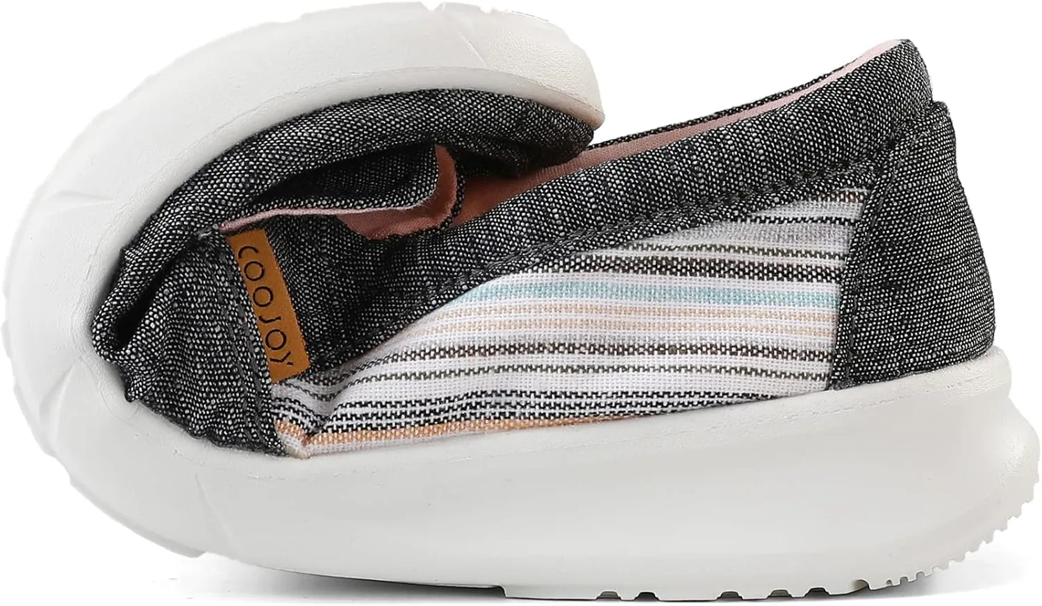 COOJOY Women's Casual Lightweight Stretch Boat Canvas Slip on Shoes Breathable