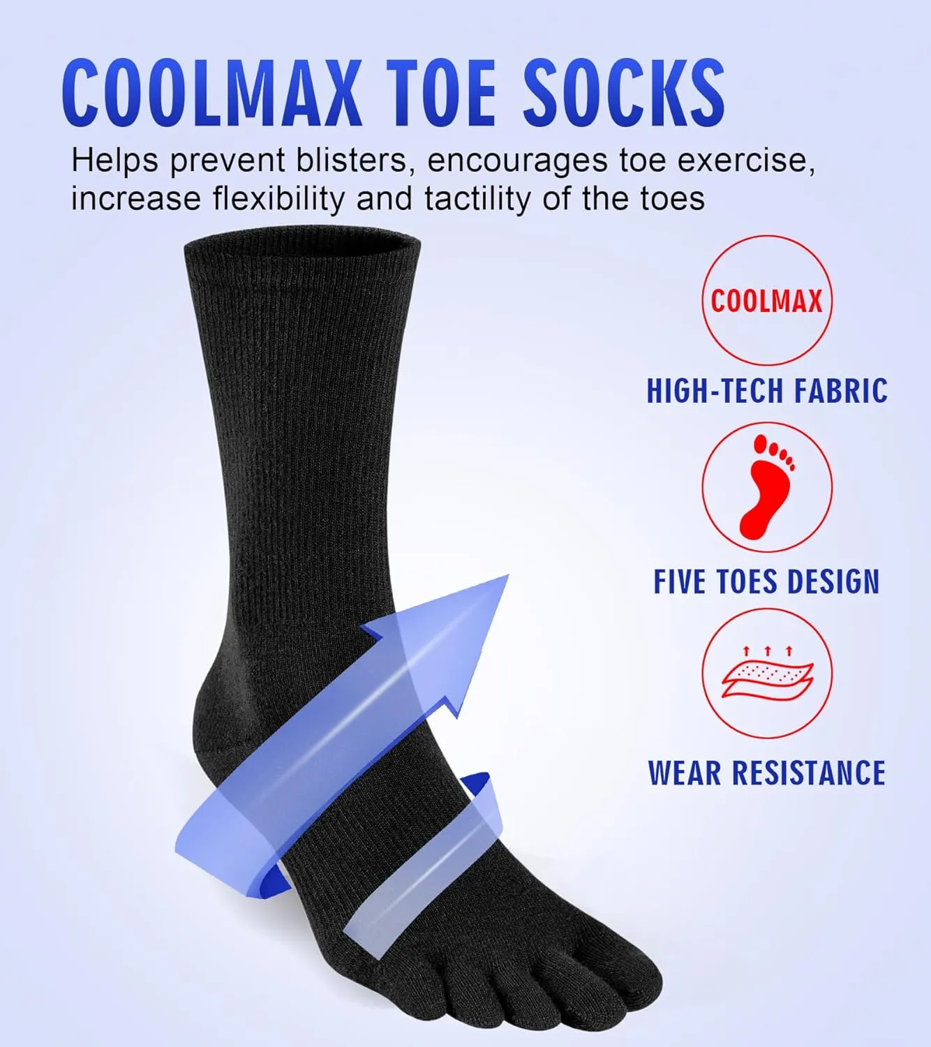 Coolmax Toe Socks for Women and Men No Show Low Cut High Performance 5 Finger Running Socks Athletic Wicking 3 Pack