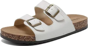 Cork Footbed Sandals Women Men, Arch Support Summer Beach Slide Slip On Slippers with Adjustable Buckle Outdoor Indoor