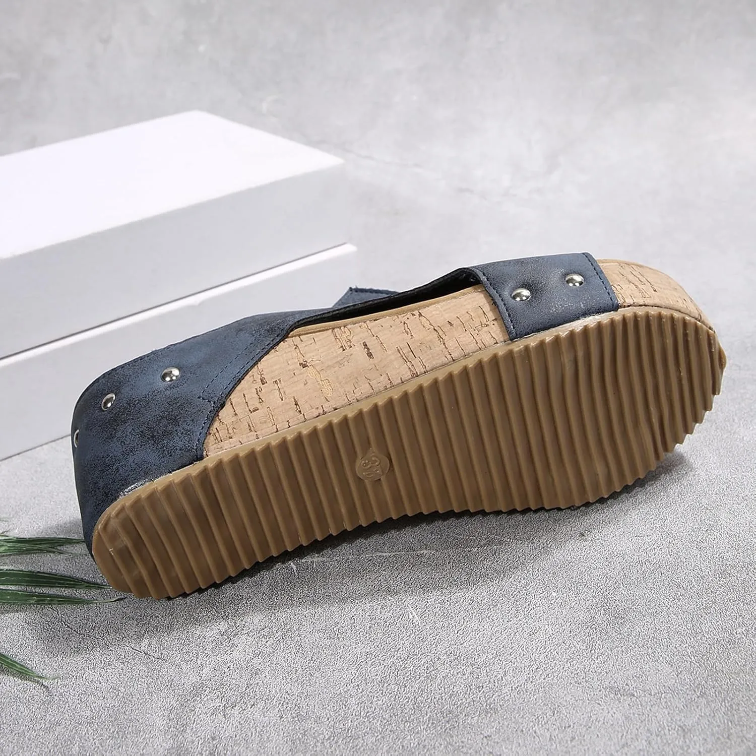 Cork Platform Sandals For Women Open Toe Wide Width Orthopedic Wedge Sandals Leather Slingback Dressy Beach Slippers