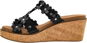 Corkys Footwear Womens Mic Drop Wedge - Featuring A 2.5-inch Heel, A Strappy Upper with 3D Floral Embellishments, and Corkys Signature Soft EVA Insoles