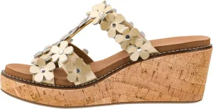 Corkys Footwear Womens Mic Drop Wedge - Featuring A 2.5-inch Heel, A Strappy Upper with 3D Floral Embellishments, and Corkys Signature Soft EVA Insoles