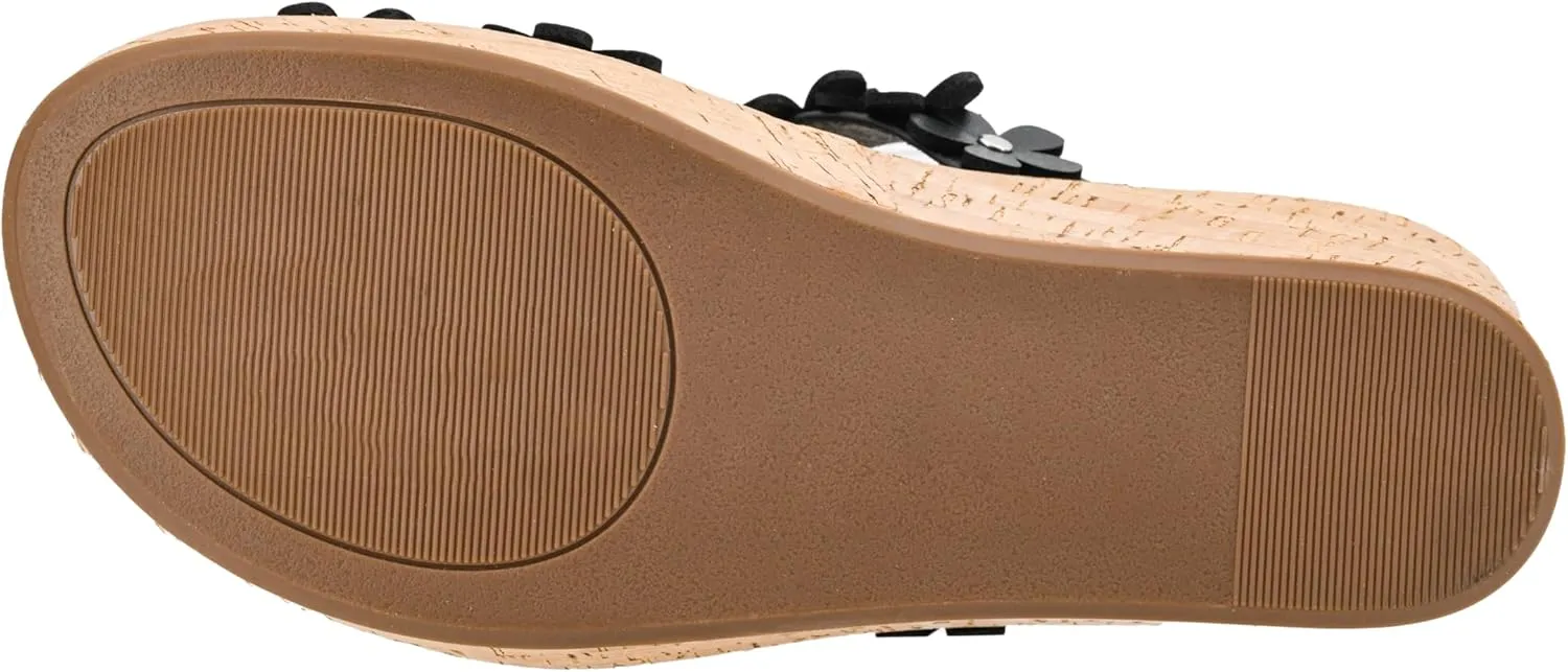 Corkys Footwear Womens Mic Drop Wedge - Featuring A 2.5-inch Heel, A Strappy Upper with 3D Floral Embellishments, and Corkys Signature Soft EVA Insoles
