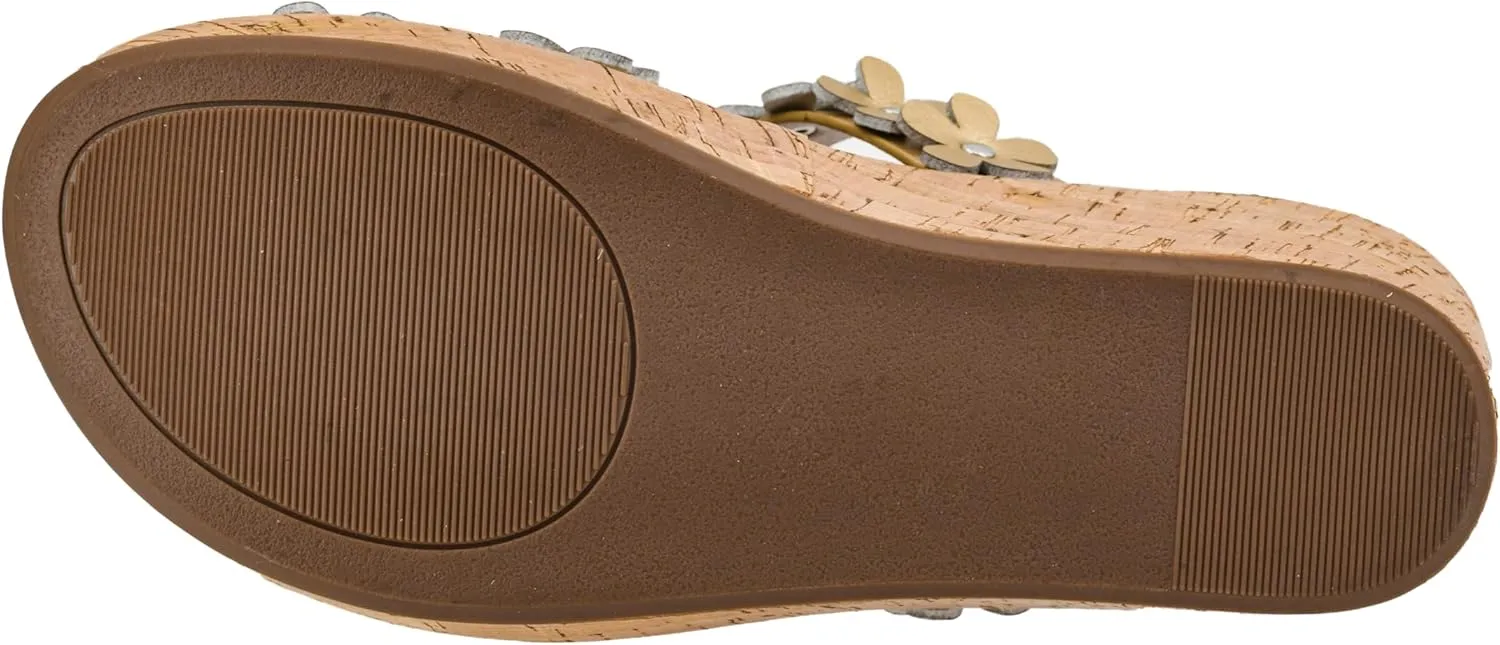 Corkys Footwear Womens Mic Drop Wedge - Featuring A 2.5-inch Heel, A Strappy Upper with 3D Floral Embellishments, and Corkys Signature Soft EVA Insoles