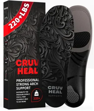 CRUVHEAL High Arch Support Insoles for Plantar Fasciitis for Women and Men - Orthotic Shoe Inserts - Boot Work Shoe Plantar Fasciitis Insoles (Graphite, M)