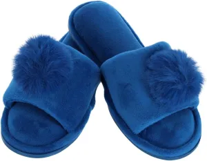 CTM Girl's Soft Pom Open Toe Slide Slippers