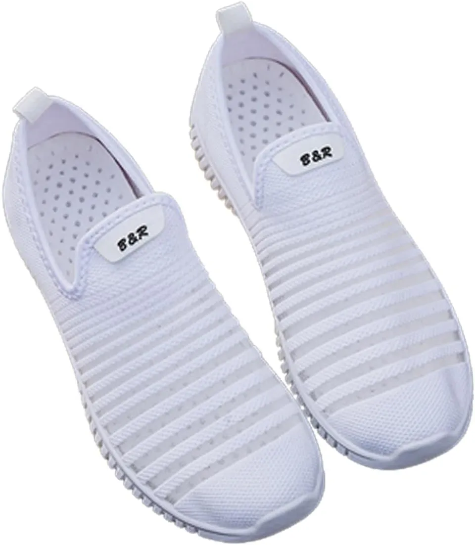Cubicbee Women's Mesh Walking Shoes Slip-on Sneakers,Non-Slip Breathable Athletic Comfortable Lightweight Flat Loafers
