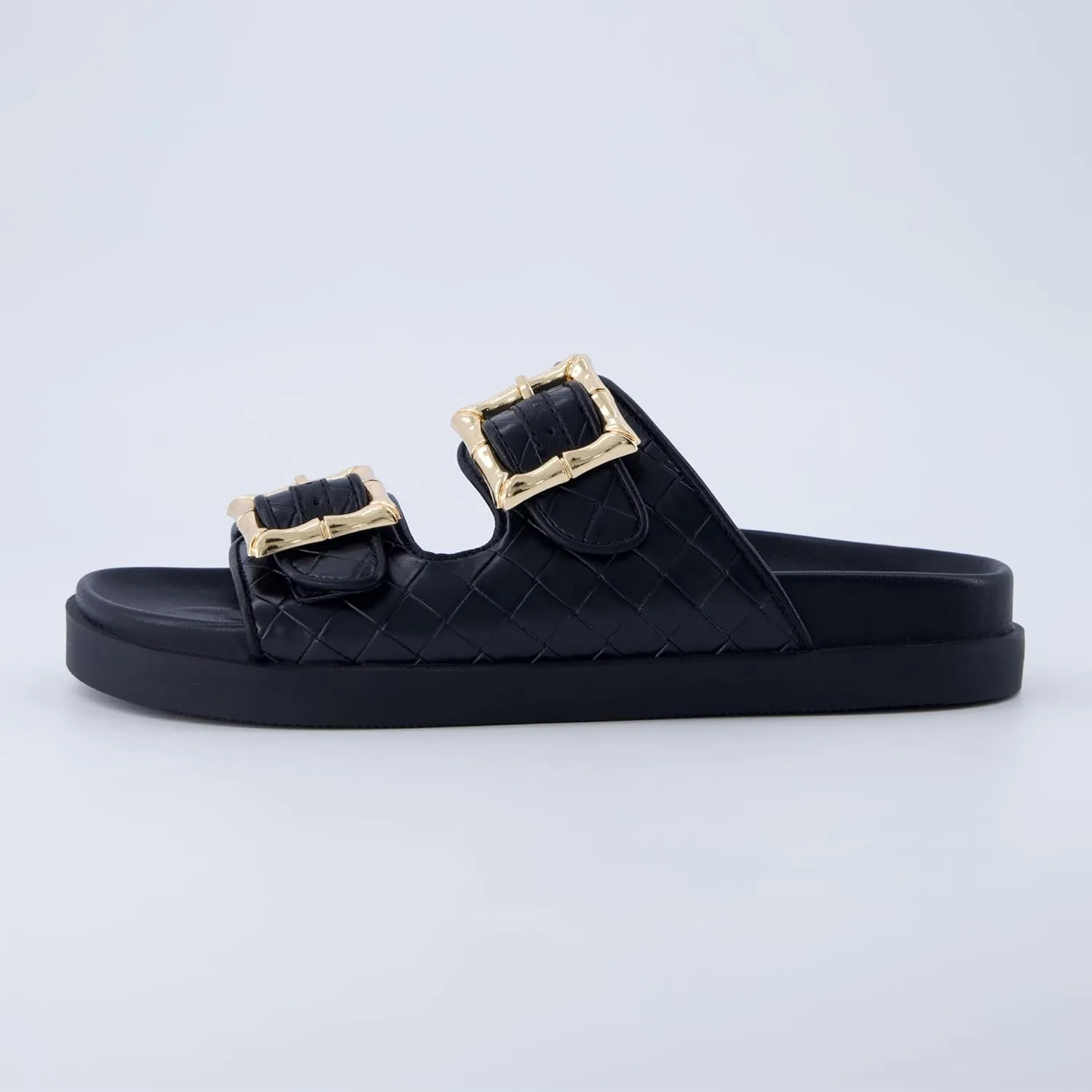 CUSHIONAIRE Loft Women's Quilted Slide Sandal With Cushioned Footbed and Adjustable Buckles