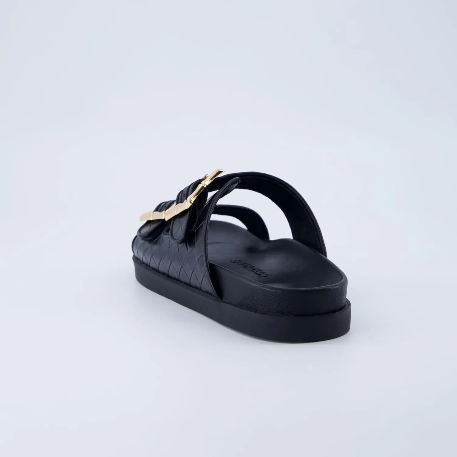 CUSHIONAIRE Loft Women's Quilted Slide Sandal With Cushioned Footbed and Adjustable Buckles