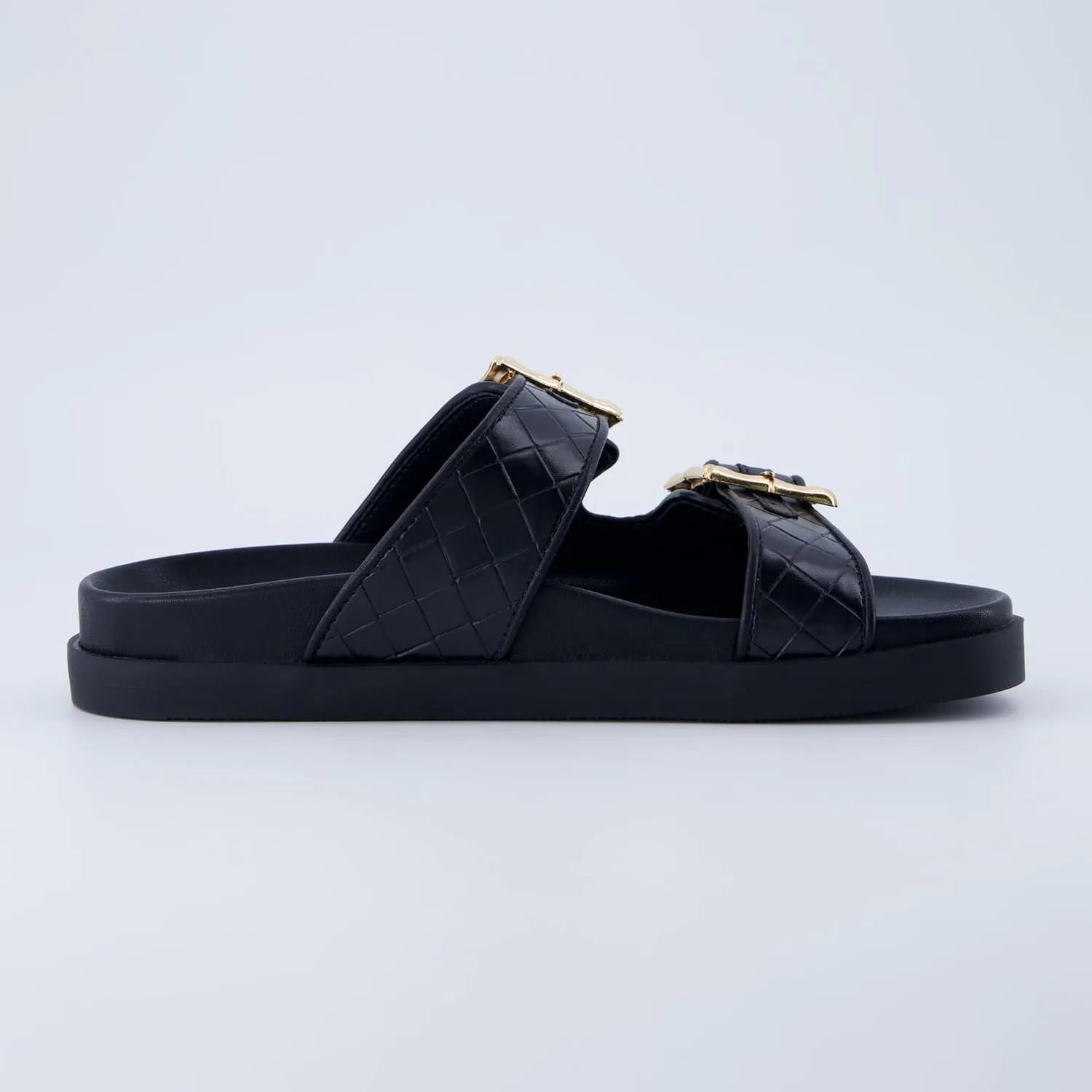 CUSHIONAIRE Loft Women's Quilted Slide Sandal With Cushioned Footbed and Adjustable Buckles