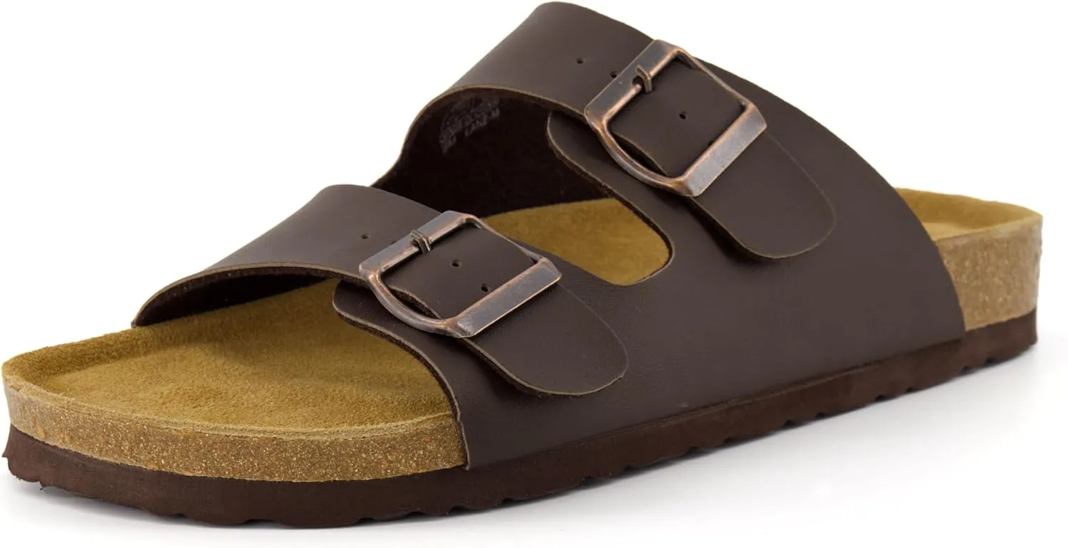 CUSHIONAIRE Men's Lane Cork Footbed Sandal with  Comfort, Arch Support, Adjustable Straps - Comfortable Slide Sandals for Walking, Casual Summer Footwear