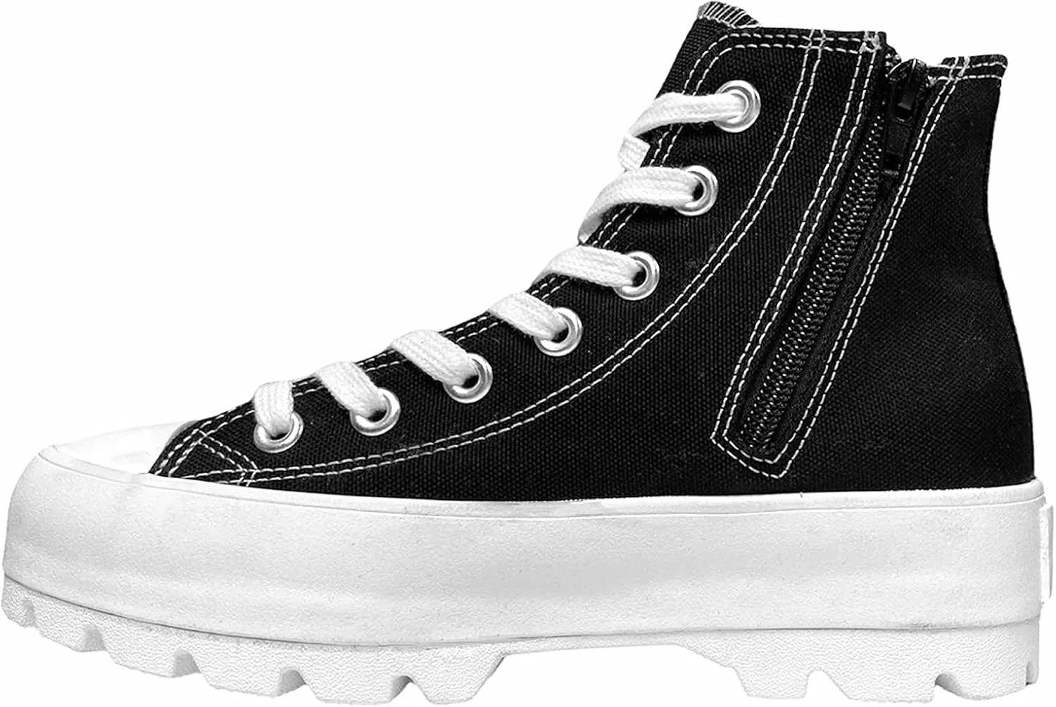 CUSHIONAIRE Women's Vespa high top Canvas Sneaker  Memory Foam and Side Zipper