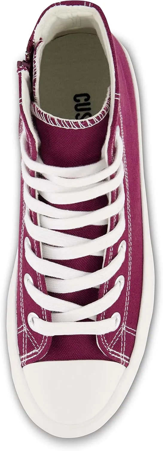 CUSHIONAIRE Women's Vespa high top Canvas Sneaker  Memory Foam and Side Zipper