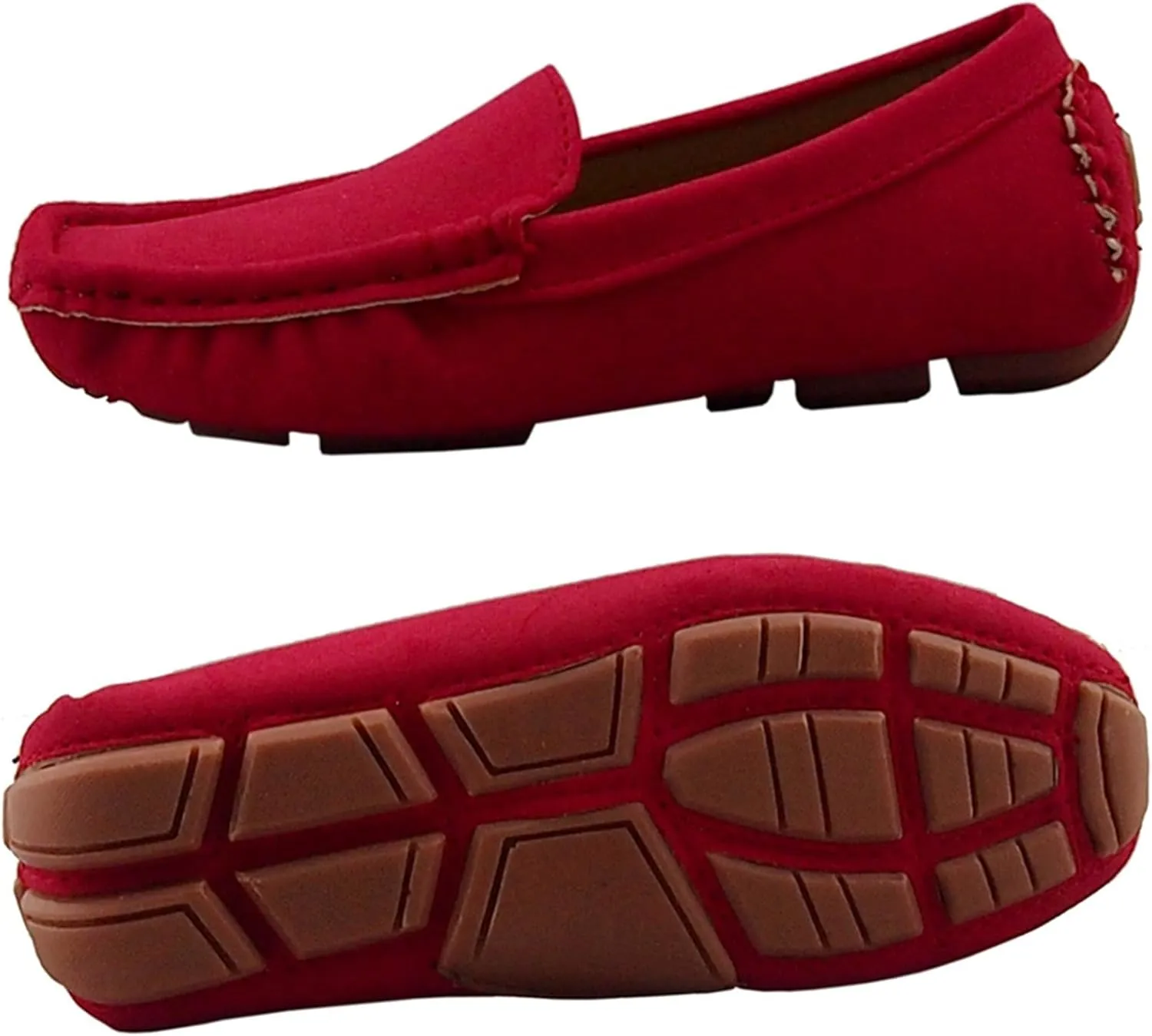 DADAWEN Toddler Little Kid Boys Girls Soft Suede Leather Slip On Penny Loafer Dress Shoes Moccasin Flat Boat Shoes Wedding Church Oxford