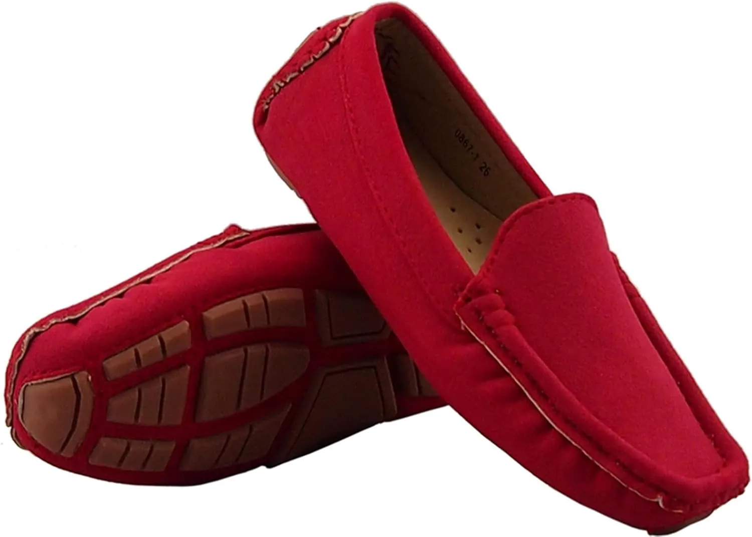 DADAWEN Toddler Little Kid Boys Girls Soft Suede Leather Slip On Penny Loafer Dress Shoes Moccasin Flat Boat Shoes Wedding Church Oxford