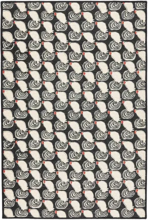 Dash & Albert x Frances Valentine Cockadoodledoo Multi Machine Washable Rug, 5 X 8 Feet, Multi Animal Pattern