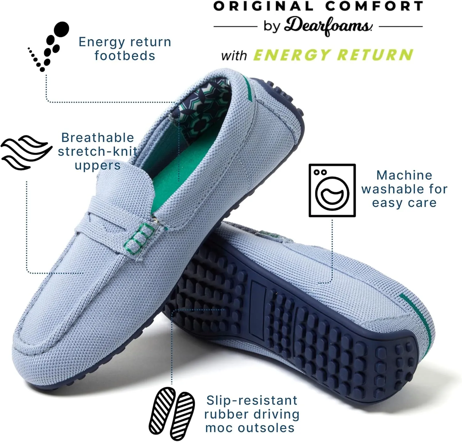 Dearfoams Women's Hazel-Lighweight Driving Loafer Machine Washable Comfortable Shoe