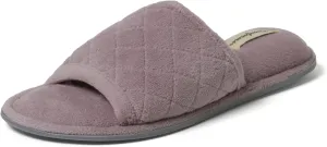 Dearfoams Women's Indoor Fuzzy Memory Foam Cloud Slip On Beatrice House Slide Slipper