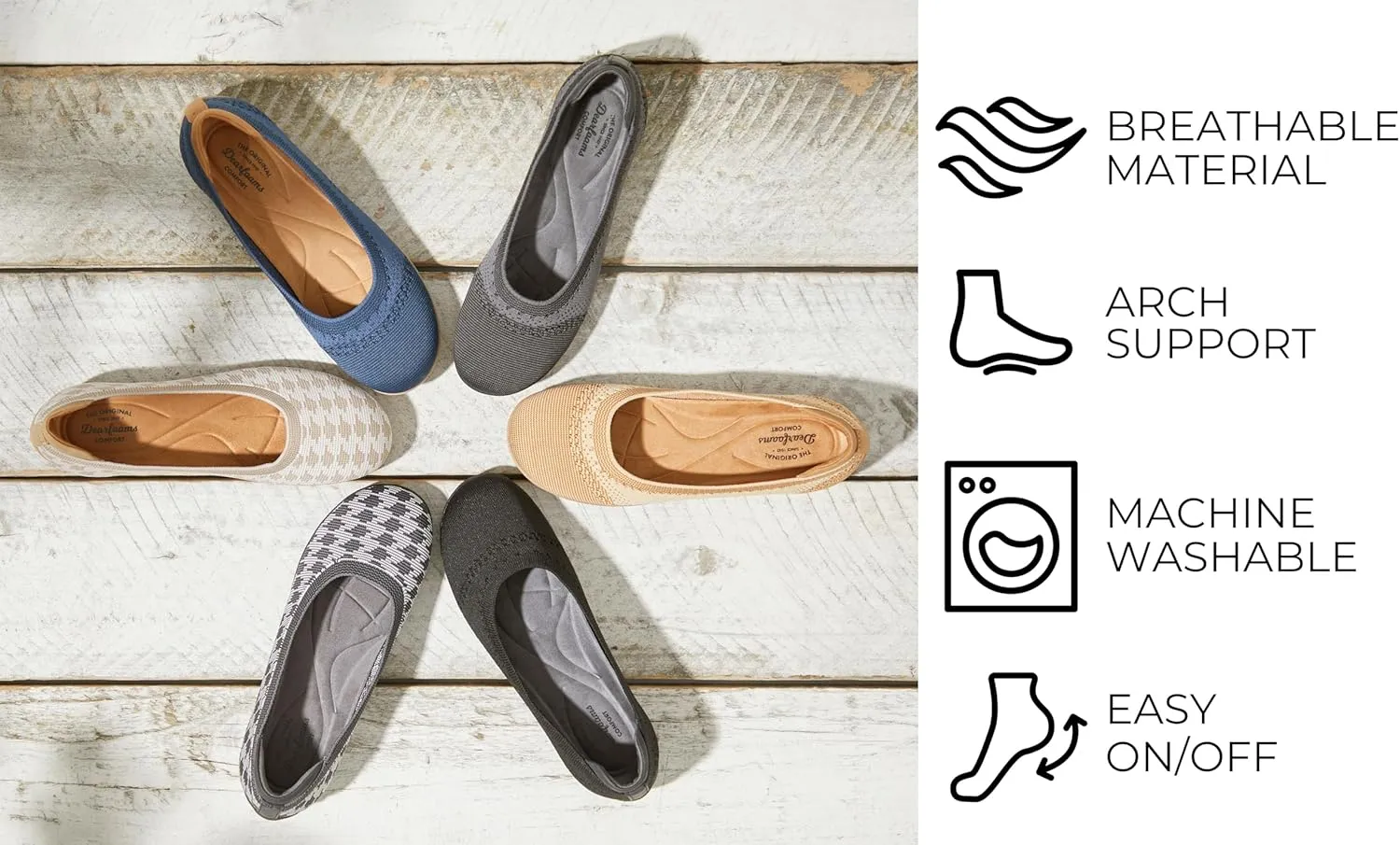 Dearfoams Women's Misty Fashion Casual Slip on - Ballet Flat with Breathability, Comfort, and Arch Support