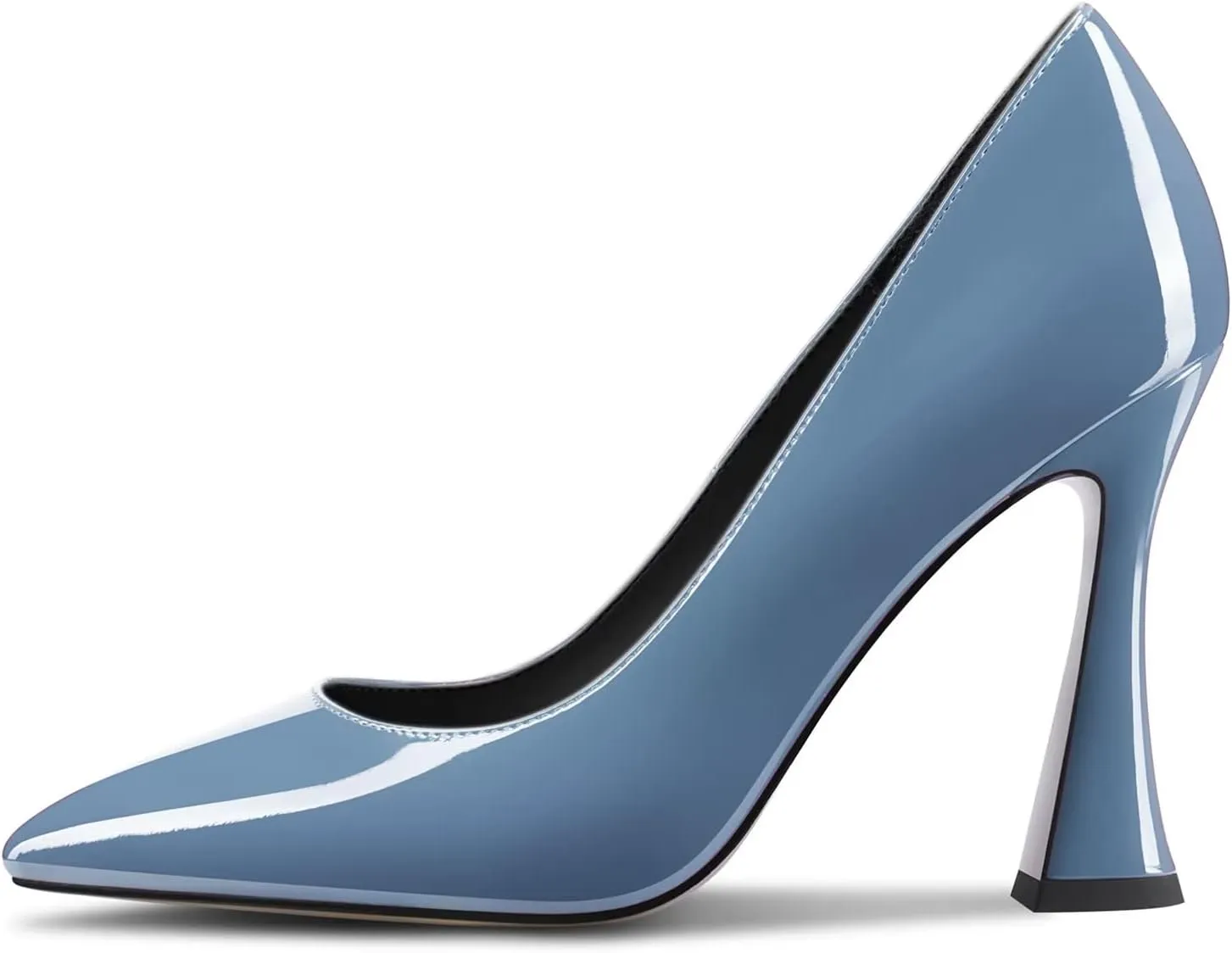 DearOnly Women Chunky Block High Heel Pointed Toe Pumps Slip-on Wedding Dress Basic Classic 3.9 Inches Heels