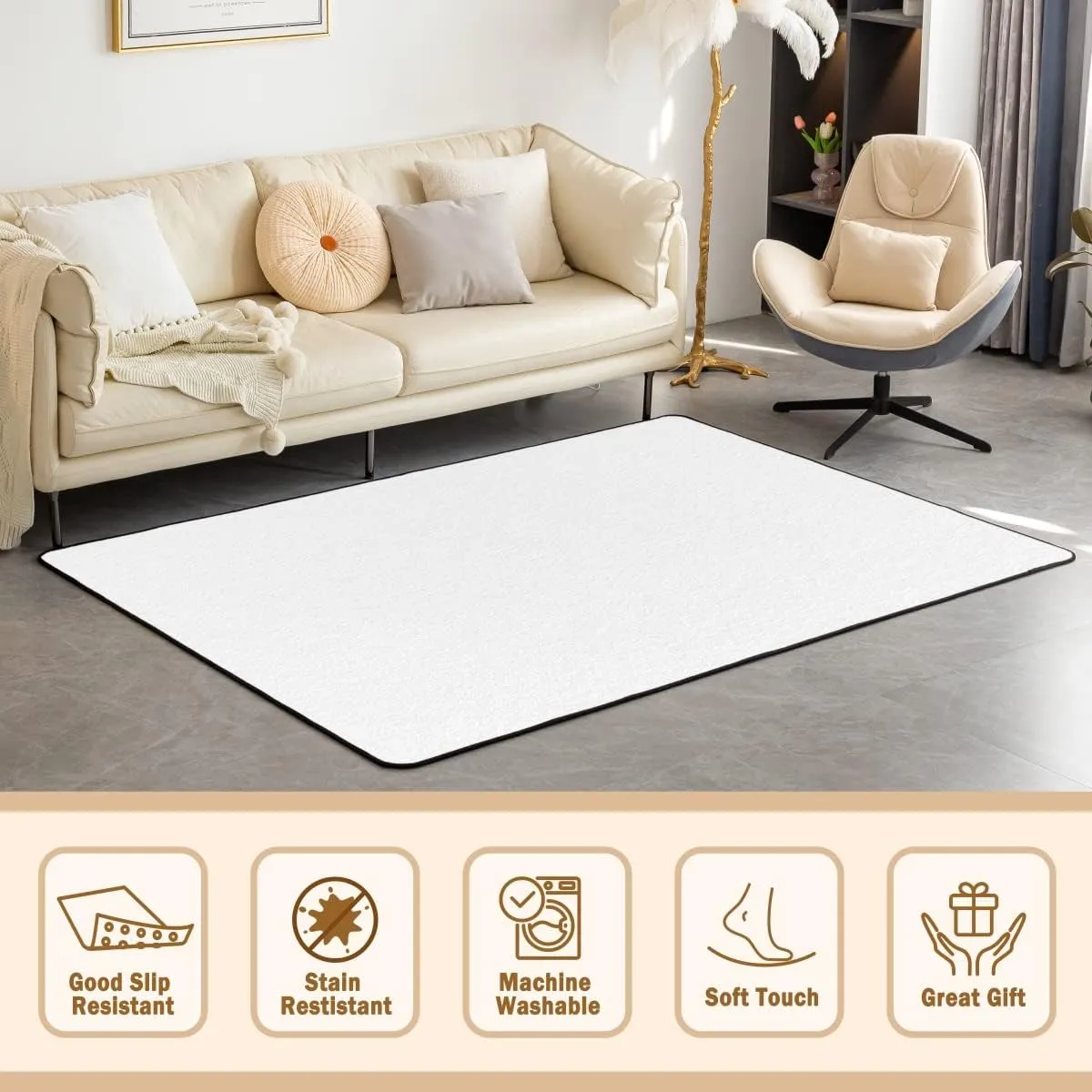 Deer Antler Rug 5x6'6'',Lodge Cabin Style Rustic Animal Decor Non Shedding Rug for Bedroom Playroom Bedside,Jungle Pine Tree Christmas Wildlife Decorative Indoor Floor Mat for Adults Kids