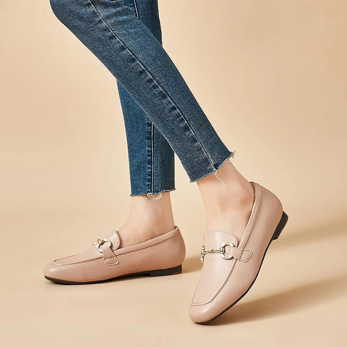 DeYashopin Womens Loafers Shoes Fashion Low Heel Slip on Shoes Comfortable Driving Flats