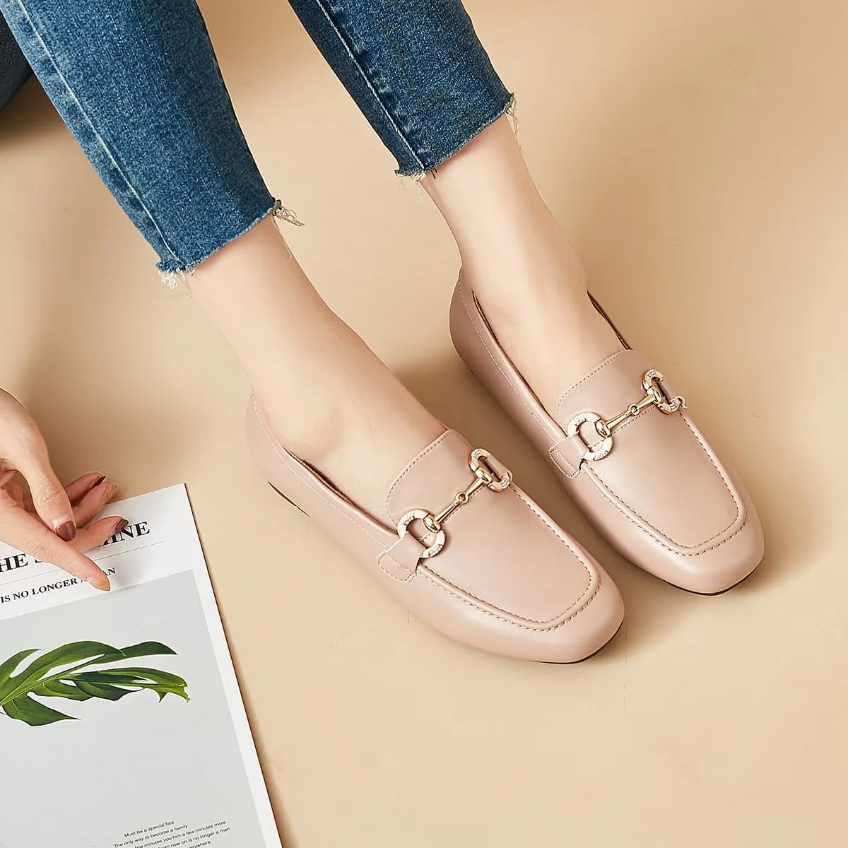 DeYashopin Womens Loafers Shoes Fashion Low Heel Slip on Shoes Comfortable Driving Flats