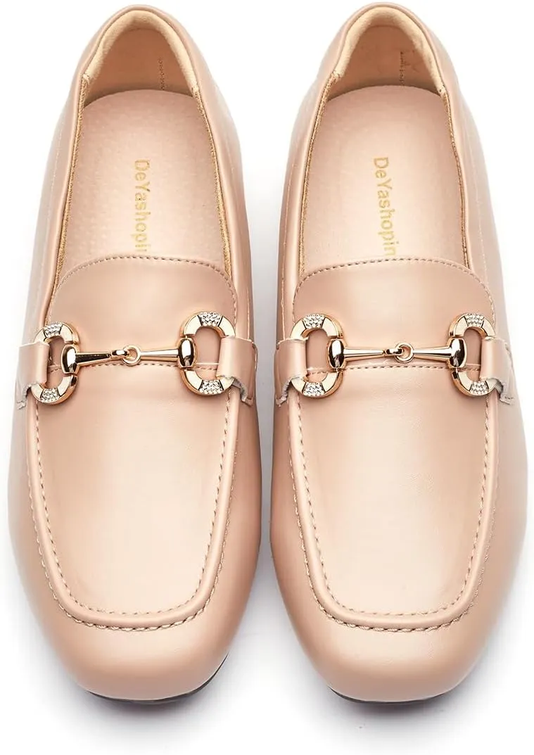 DeYashopin Womens Loafers Shoes Fashion Low Heel Slip on Shoes Comfortable Driving Flats