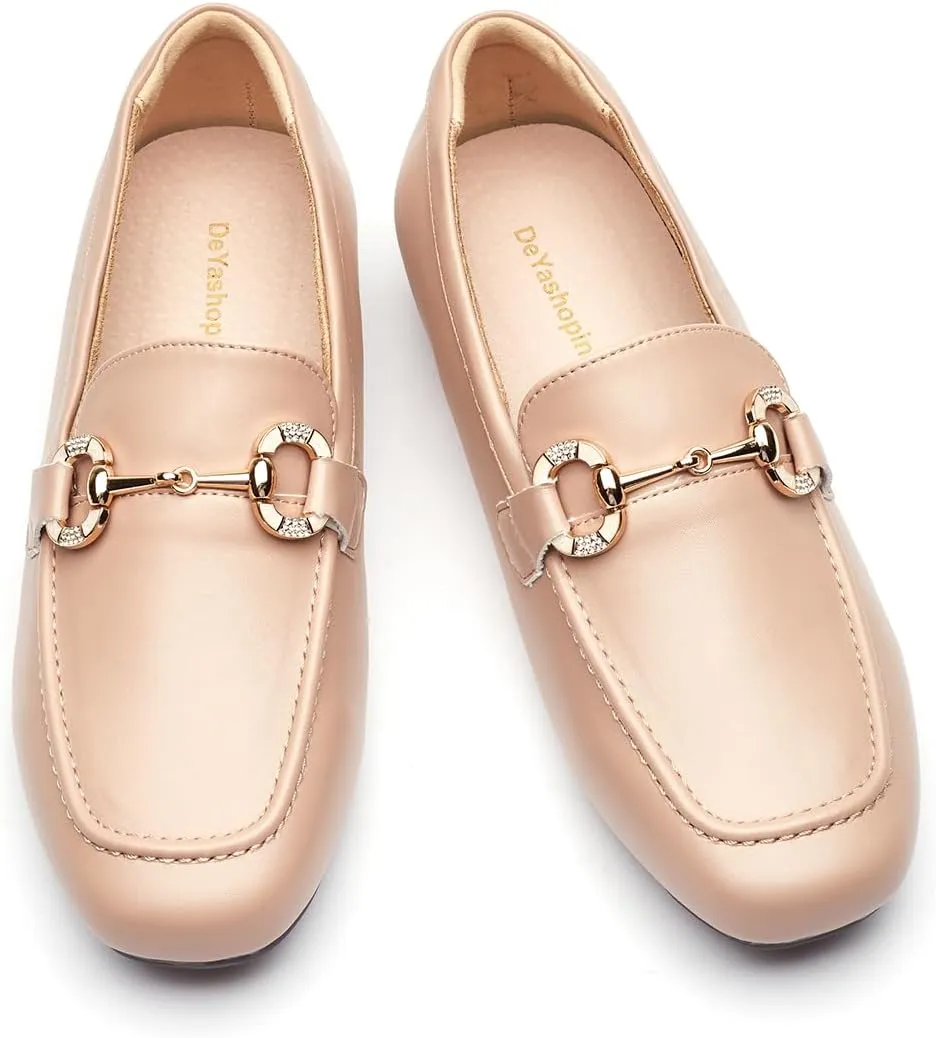 DeYashopin Womens Loafers Shoes Fashion Low Heel Slip on Shoes Comfortable Driving Flats