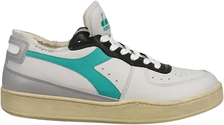 Diadora Mens Mi Basket Row Cut Lace Up Sneakers Shoes Casual - White