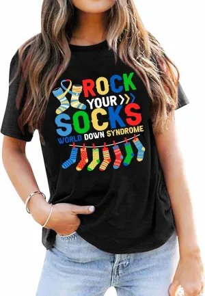 Down Syndrome Awareness Shirts for Women World Down Syndrome Day Short Sleeve T Shirt Syndrome Support Tee Top