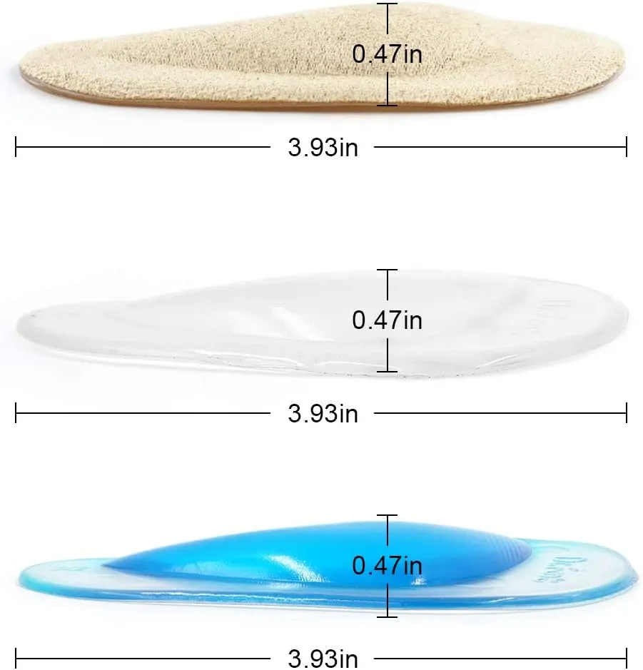 Dr. Foot's Arch Support Shoe Insoles for Flat Feet, Gel Arch Inserts for Plantar Fasciitis, Adhesive Arch Pad for Relieve Pressure and Feet Pain- 3 Pairs (Beige Blue  Clear, 3 Count (Pack of 1))