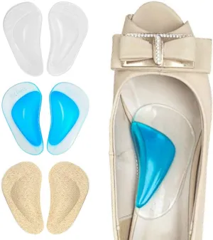 Dr. Foot's Arch Support Shoe Insoles for Flat Feet, Gel Arch Inserts for Plantar Fasciitis, Adhesive Arch Pad for Relieve Pressure and Feet Pain- 3 Pairs (Beige Blue  Clear, 3 Count (Pack of 1))