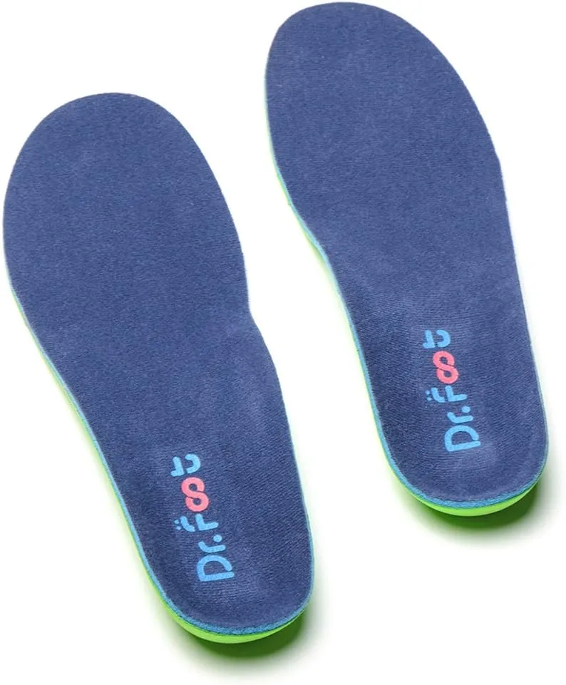 Dr. Foot's Plantar Fasciitis Insoles - Arch Support Shoe Inserts for Flat Feet, Foot & Heel Pain and Over-Pronation, Diabetic Anti-Sweat Foam for Kids Men & Women - XS