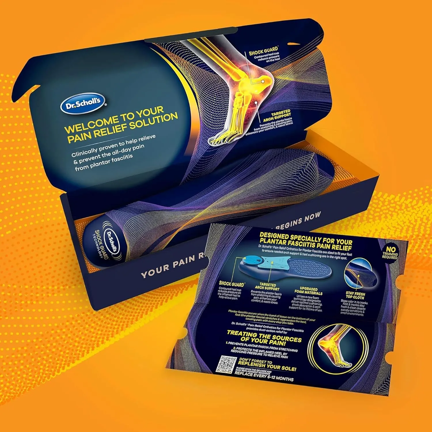 Dr. Scholl’s Plantar Fasciitis Pain Relief Orthotic Insoles, Immediately Relieves Pain: Heel, Spurs, Arch Support, Distributes Foot Pressure, 1 Pair