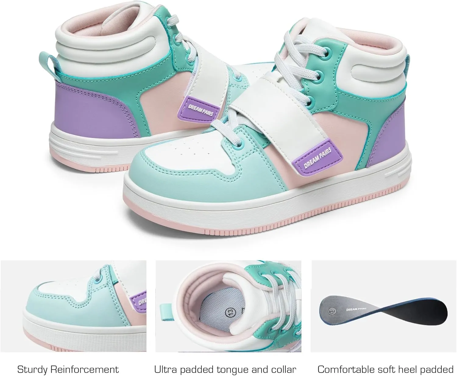 DREAM PAIRS Boys Girls High Top Sneaker LilLegends Skyhigh Basketball Shoes
