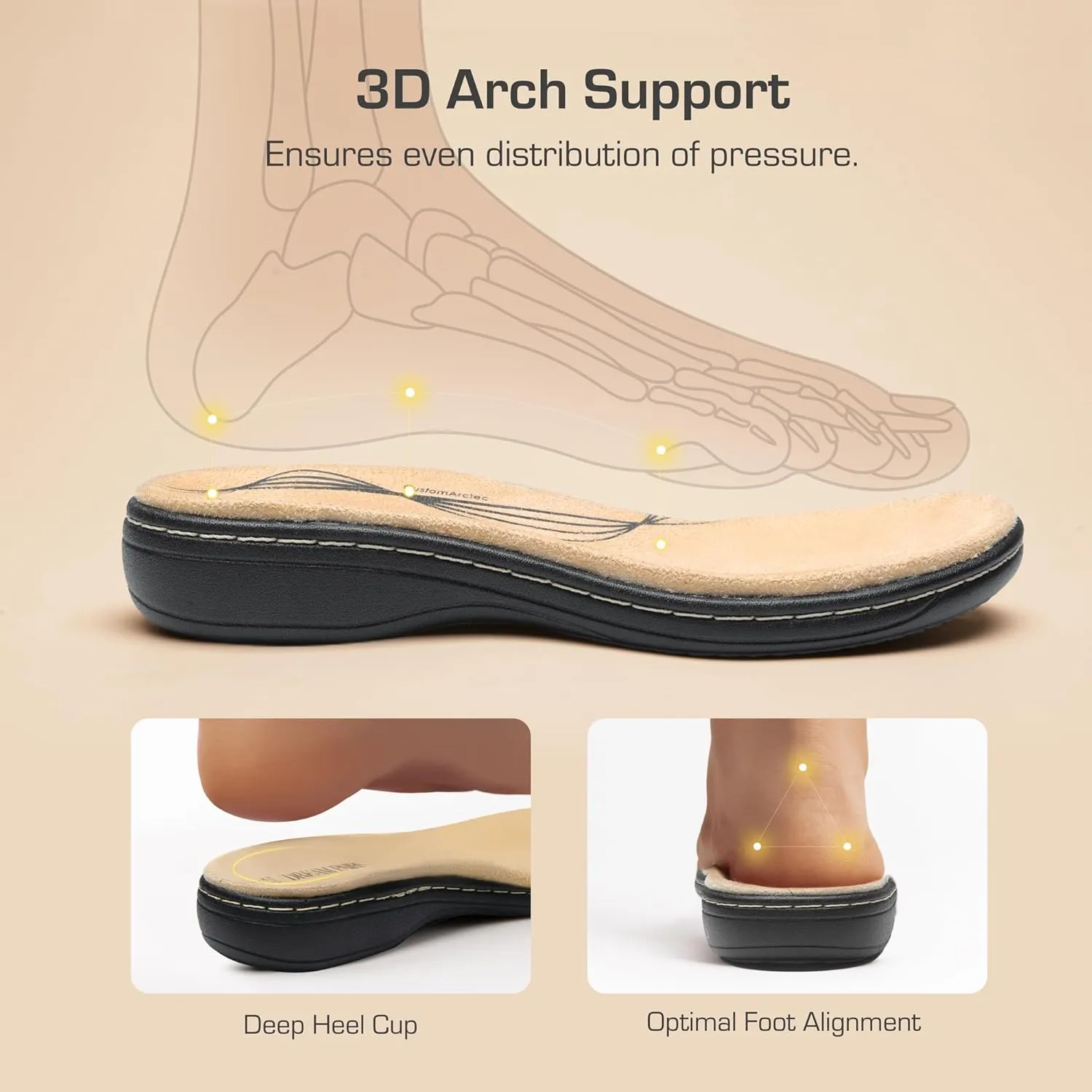 DREAM PAIRS Women's Arch Support Sandals Comfortable Open Toe Dress Flats Walking Sandals for Summer