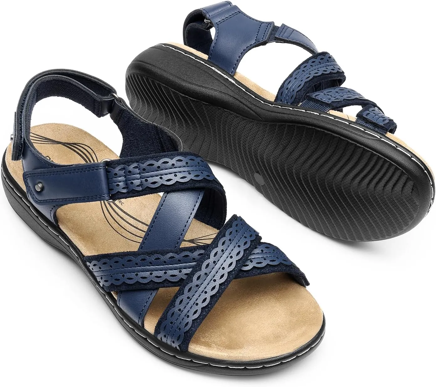 DREAM PAIRS Women's Arch Support Sandals Comfortable Open Toe Dress Flats Walking Sandals for Summer