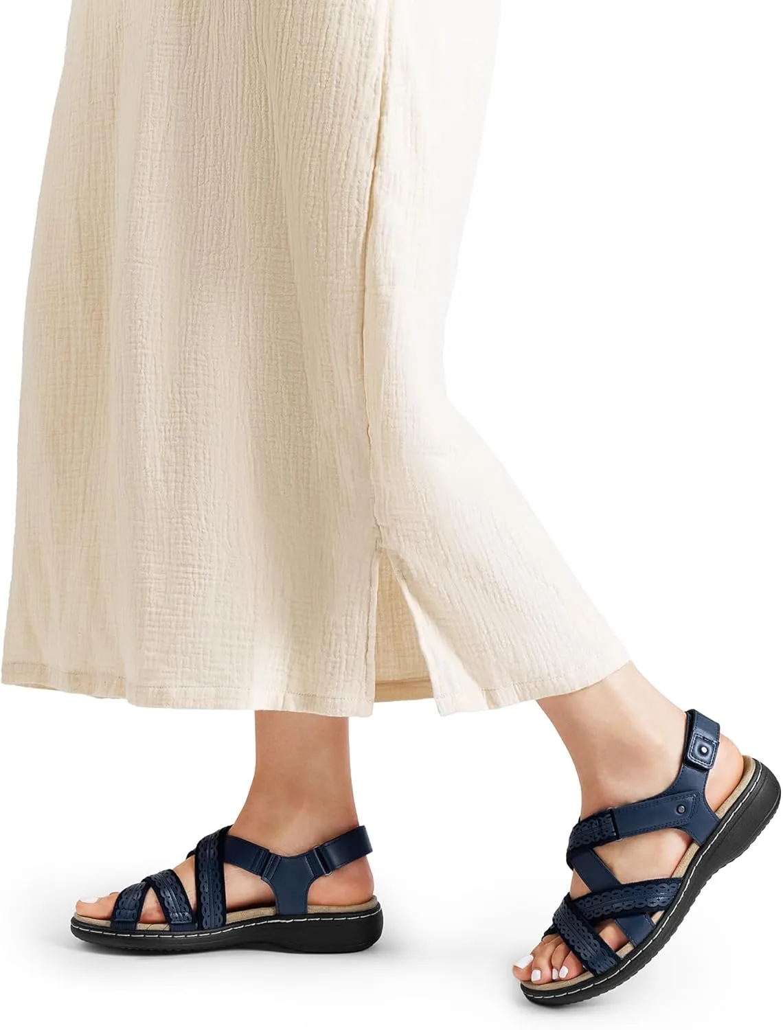 DREAM PAIRS Women's Arch Support Sandals Comfortable Open Toe Dress Flats Walking Sandals for Summer